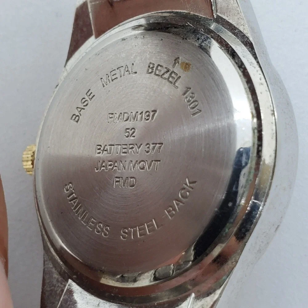 Women's Watch 35MM Crystal Bezel White Dial Gold Gray Bracelet 6